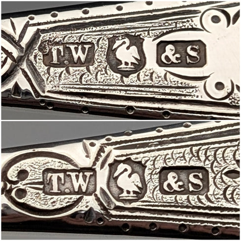 19 世紀中葉英國古董鍍銀清潔餐具一對,裝在托馬斯威爾金森 (Thomas Wilkinson) 箱中