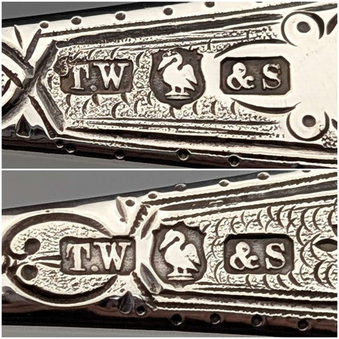Mid-19th Century British Antique Silver Plated Christening Cutlery Pair in Case by Thomas Wilkinson
