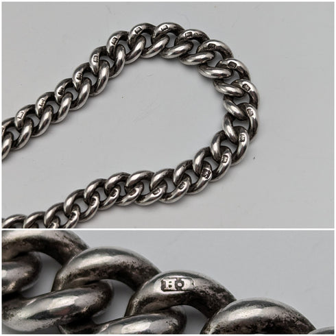 1902年頃 英国アンティーク 純銀製アルバートチェーン 54g