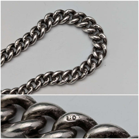 Circa 1902 British antique sterling silver Albert chain, 54g
