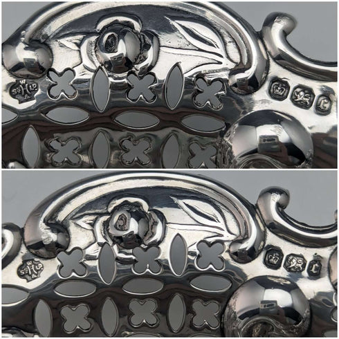 1895 British Antique Sterling Silver Pair of Stem Bonbon Dishes 128g William Hutton