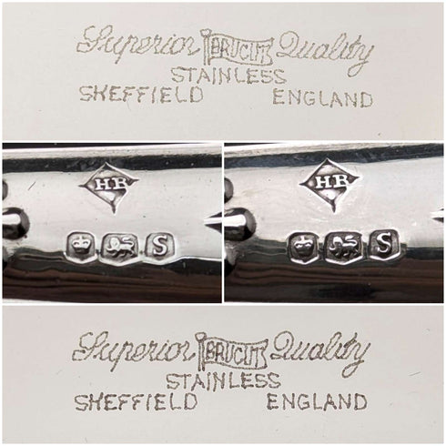 1960 British Vintage Sterling Silver Handle Cake Slicer & Bread Knife Harrison Brothers