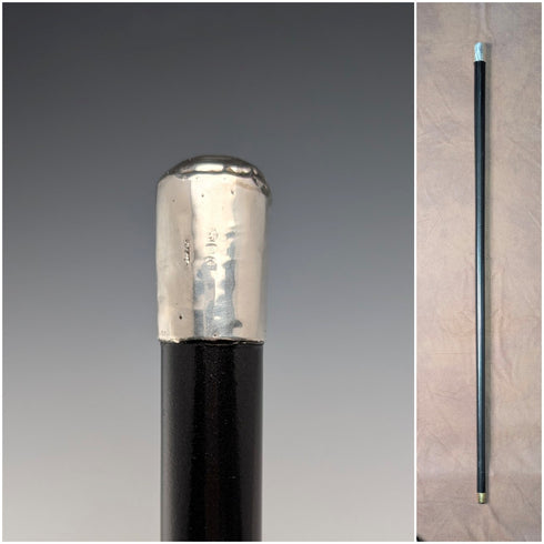 1897 年英國古董黑桿純銀圓柄手杖,90 厘米,GL&Co