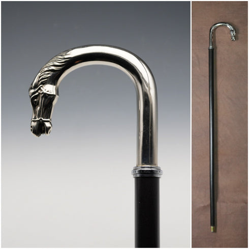英國復古黑色桿馬頭手柄手杖 88cm