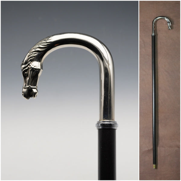 英國復古黑色桿馬頭手柄手杖 88cm