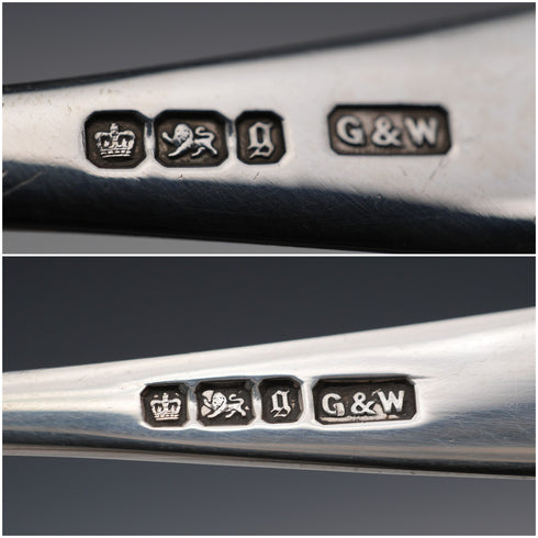 1899年 英国アンティーク 純銀製ティースプーン3本 &シュガートングセット 計76g Gilmour&Watson