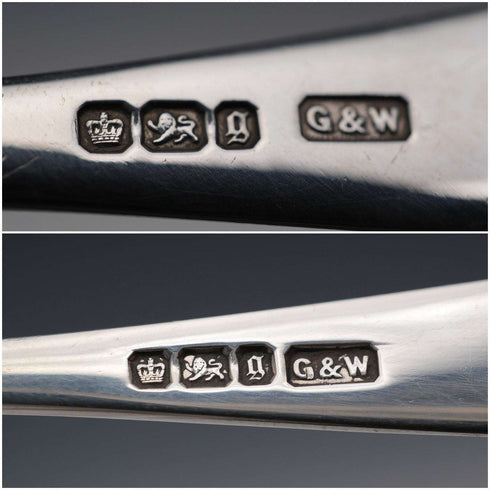 1899年 英國古董純銀茶匙3支和方糖夾套裝 共76克 Gilmour&Watson