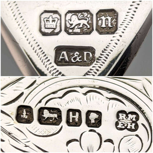 Around 1880 British Antique White Pearl Shell Handle Pure Silver Blade Cutlery 5 Pairs Martin Hall