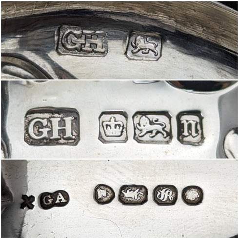 1905年 英国アンティーク 純銀&ブルーグラス マスタードポット&スプーン Harrison Brothers