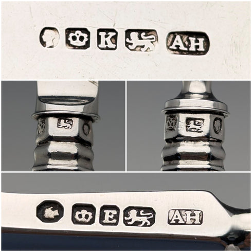 1850年頃 英国アンティーク 純銀製 デザートカトラリーペア 計87g Aaron Hadfield