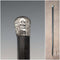 1889 British antique black shaft sterling silver rondelle handle lightweight walking stick 88cm