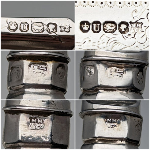 1862 年英國古董純銀甜點餐具 3 對套裝共 233 克 含馬丁和霍爾托盤