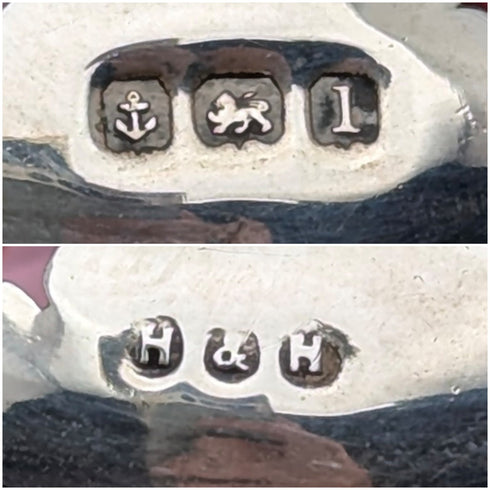 1910 British antique cranberry glass sugar caster with pure silver lid, Hukin & Heath