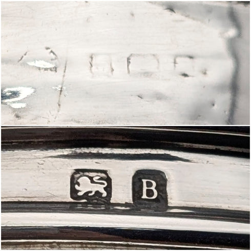 1926 英國古董藍扭索紋琺瑯純銀飾盒 120 克