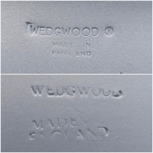 Vintage British Wedgwood Jasperware Square Lidded Boxes, Pair, Pale Blue