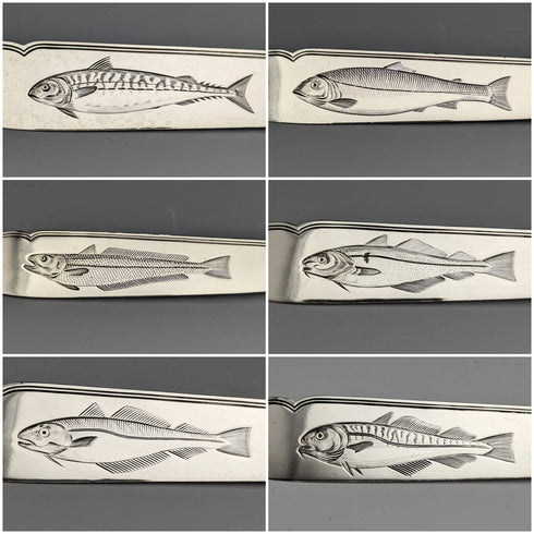 1877年 英国アンティーク 純銀製 カトラリー12ペア 計1475g Francis Higgins 木箱入り