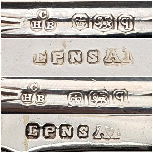 1933年 英國復古 純銀手柄 魚餐具6對 C H Beatson