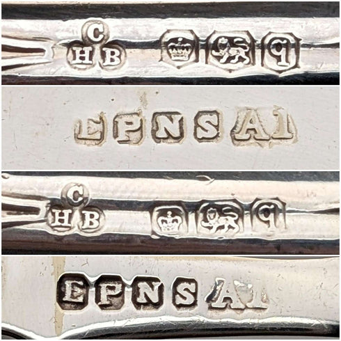 1933年 英国ヴィンテージ 純銀ハンドル フィッシュカトラリー6ペア C H Beatson