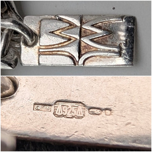 Vintage Sterling Silver Modernist Link Chain Necklace, 43cm, 32g