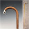 1919 British Antique Brown Shaft, Curved Handle, Pure Silver Decorated Lightweight Walking Stick, 82cm