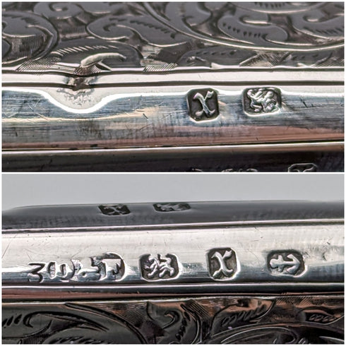 1897 British Antique Sterling Silver Double Door Card Case 122g Deakin and Francis