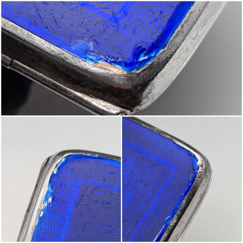 1936 British Vintage Sterling Silver Guilloche Enamel Cigarette Case 95g John William Barrett