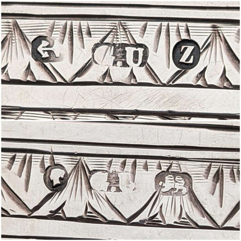 1874 British antique pure silver double door card case 104g George Unite