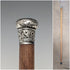 1909 British antique brown shaft engraved sterling silver walking stick with rondelle handle, 88cm