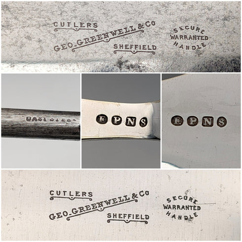 1898年 英国アンティーク アントラーハンドル サービングカトラリー7点セット ケース入 William Beatson & Sons