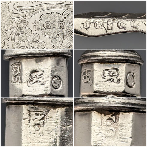 1838 年英國古董純銀手柄餐具 6 對套裝盒裝查爾斯·李約瑟