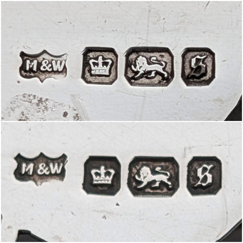 1910年 英国アンティーク 純銀製 小型脚付きディッシュ ペア 計104g Mappin&Webb