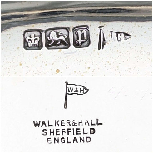 1907年 英国アンティーク 純銀製バスケット ピアス装飾 可動ハンドル 347g Walker&Hall