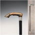 1899 British Antique Sterling Silver L-Handle Horn-Handled Walking Stick, 83cm
