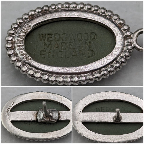 British Vintage Wedgwood Sterling Silver & Green Jasper Pendant and Earrings Set