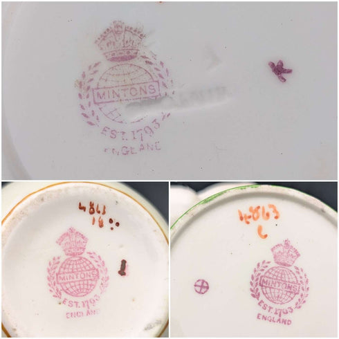20世紀初頭 英国ミントン コカトリス グリーン デミタスカップ&ソーサー 4セット&クリームジャグ