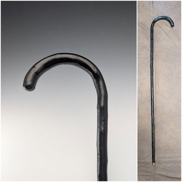 Vintage Twisted Black Shaft Bent Handle Walking Stick 84cm