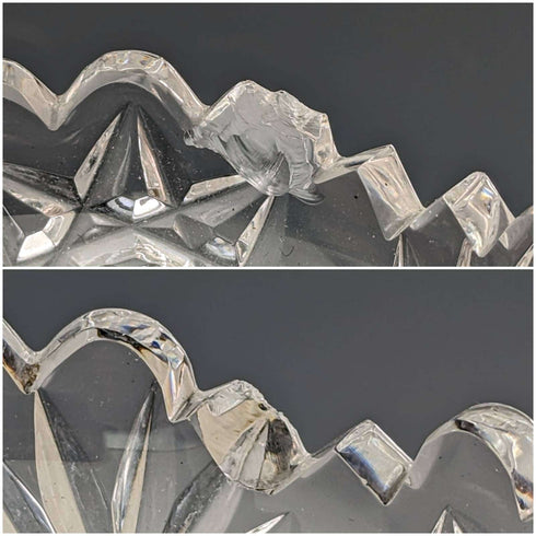 1927 British vintage cut glass dish pair sterling silver fork set CW Fletcher & Sons boxed