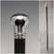 1922 British antique gentleman's walking stick, black shaft, pure silver, round handle, 92cm