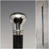 1922 British antique gentleman's walking stick, black shaft, pure silver, round handle, 92cm