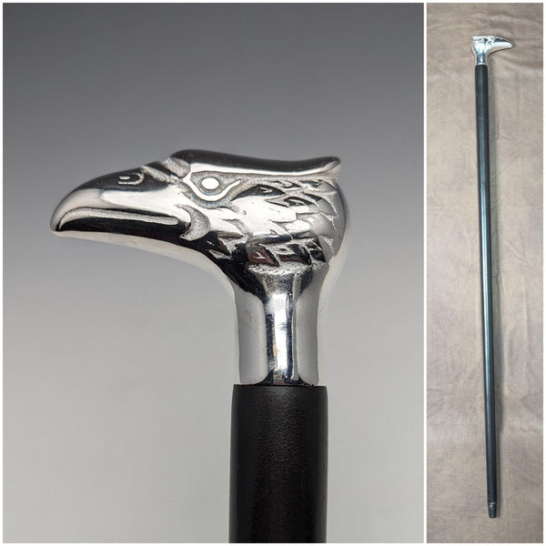 British Vintage Men's Walking Stick Eagle Head Handle Black Shaft 90cm