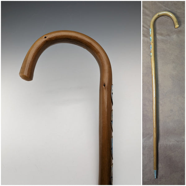 Vintage Men's Swiss Tourist Walking Stick, Brown Shaft, 94cm