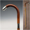 1914 British Antique Thunk Shaft Sterling Silver-Mounted Large-Curved Handle Walking Stick Cane 93 cm