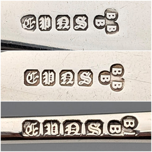 英国アンティーク シルバープレート製 デザートカトラリートリオ Barker Brothers ケース入