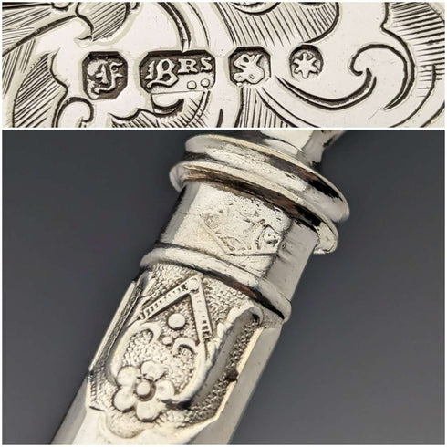 19 世紀末英國古董鍍銀甜點餐具 6 對套裝木盒裝 Fenton Brothers