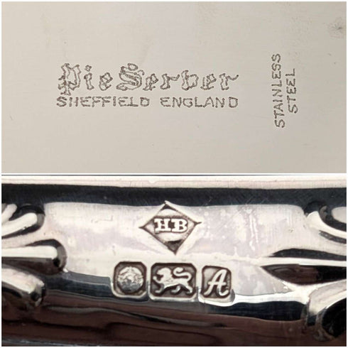 1975年英國復古純銀手柄蛋糕切片器,帶盒,Harrison Brothers出品