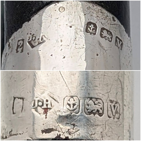 1920 年英國古董黑軸彎柄純銀裝飾手杖 84 厘米