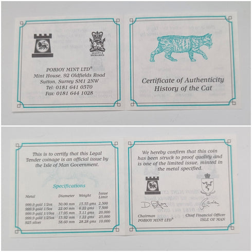 英国マン島 クラウン銀貨 猫の歴史シリーズ:4枚セット PobjoyMint ケース・説明書付