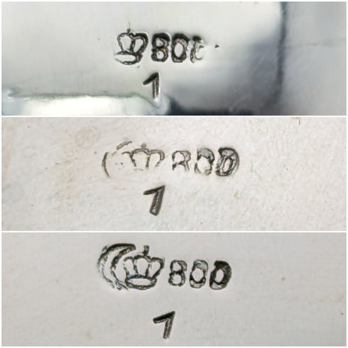 1900年頃 ドイツアンティーク 800シルバー製バチェラーティーポット3点セット 計762g