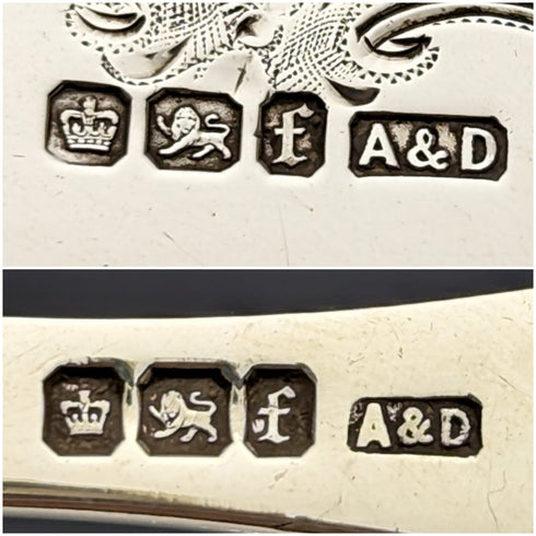 1923年 英国アンティーク フィッシュカトラリー5ペアセット 白蝶貝ハンドル 純銀ブレード Allen & Darwin