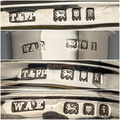 1924 年左右英國復古純銀帶蓋玻璃瓶 4 件套